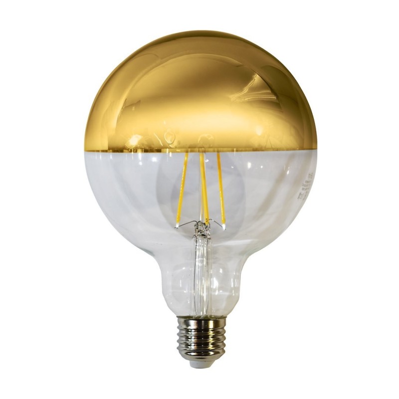 LED lemputė Filamentinė LED 7W G125 E27 GOLD Spalva: Šilta balta