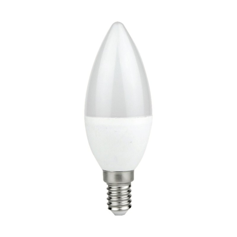 10x LED lemputė LED 7W E14 C37 Žvakė. Spalva: Neutrali balta