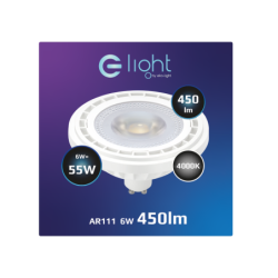 LED lemputė LED 6W AR111 GU10 4000K/ BALTA