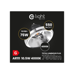 LED lemputė AR111 - 10.5W GU10 4000K/ JUODA su reflektoriumi