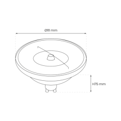 LED lemputė AR111 - 10.5W GU10 3000K/ BALTA su reflektoriumi Pritemdoma