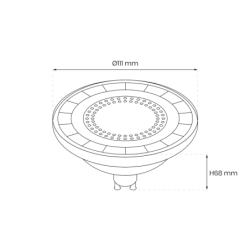 LED lemputė AR111 - 6W GU10 3000K/ Juoda