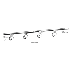 Bėgelis su šviestuvais Volf Track JUODA 4xGU10 1.5m