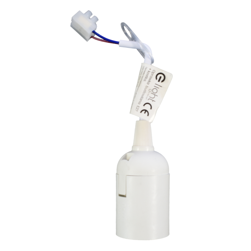 Lemputės lizdas  E27 + laidas 12cm, Spalva: Balta