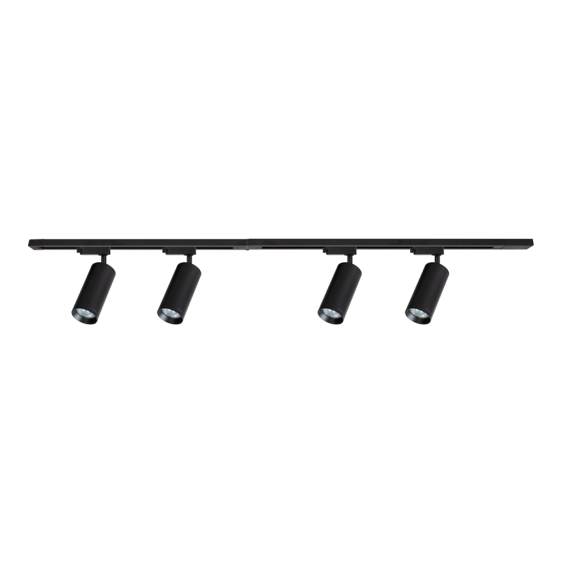 Šviestuvų į bėgelį komplektas Mica Track JUODA 4xGU10 1,5m