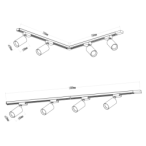 Šviestuvų į bėgelį komplektas Pipe JUODA 4xGU10 1,5m
