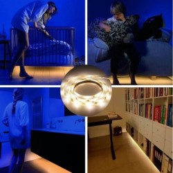 LED juostos komplektas 1M 4.8W/m su rankos mostu valdomu sensoriumi 4000K 4xAAA baterijos