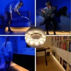 LED juostos komplektas 1M 4.8W/m su rankos mostu valdomu sensoriumi 4000K 4xAAA baterijos