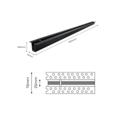 Priglaistomas magnetinės sistemos bėgelis 20mm 150cm JUODA
