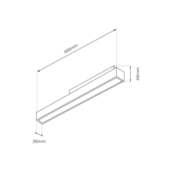 Magnetinės sistemos LED šviestuvas 20mm  24W 3000K L600mm
