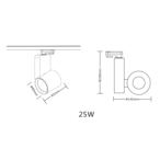 Į bėgelį montuojamas šviestuvas Ojo 25W 2700/4000K BALTA 3 fazių