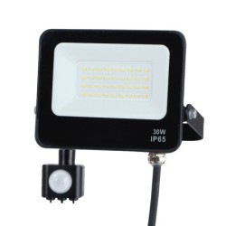 LED prožektorius 30W 4000K IP65 su judesio davikliu Juodas