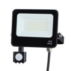 LED prožektorius 30W 4000K IP65 su judesio davikliu Juodas