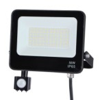 LED prožektorius 50W 4000K IP65 su judesio davikliu Juodas