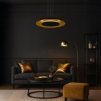 Pakabinamas šviestuvas Piattino JUODA Auksinė 30W Ø40cm LED 3000K-4000k-6000K