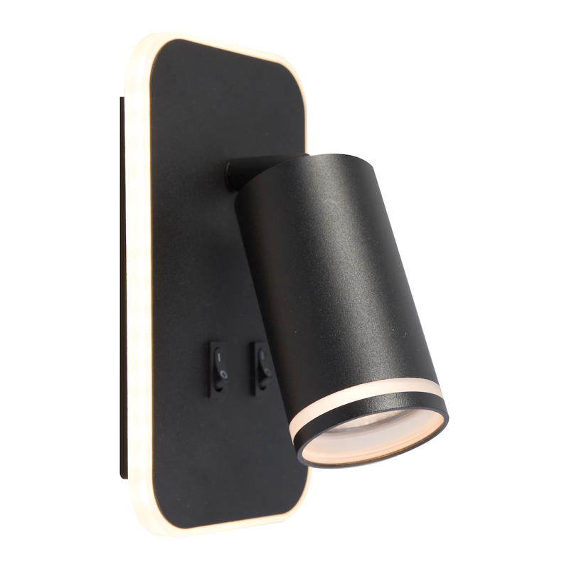 Sieninis šviestuvas Pipe Ring JUODA 1xGU10 + LED 6W