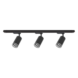 Į bėgelį montuojamų šviestuvų komplektas PIPE-RING JUODA 3xGU10 1m