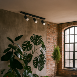 Į bėgelį montuojamų šviestuvų komplektas PIPE-RING JUODA 3xGU10 1m