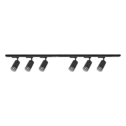 Į bėgelį montuojamų šviestuvų komplektas PIPE-RING JUODA 6xGU10 2m