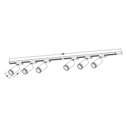 Į bėgelį montuojamų šviestuvų komplektas PIPE-RING JUODA 6xGU10 2m