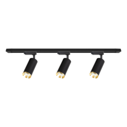 Į bėgelį montuojamų šviestuvų komplektas Mica Track JUODA + Auksinė 3xGU10 1m 1 fazės