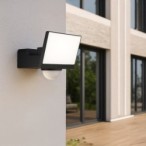 LED prožektorius Davos 30W 2000lm 4000K JUODA Premium su PIR judesio davikliu
