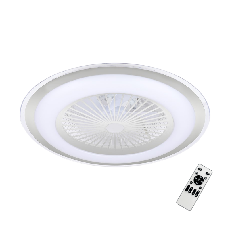 Lubinis šviestuvas - ventiliatorius Zephyr Sidabrinė 48W LED su pulteliu
