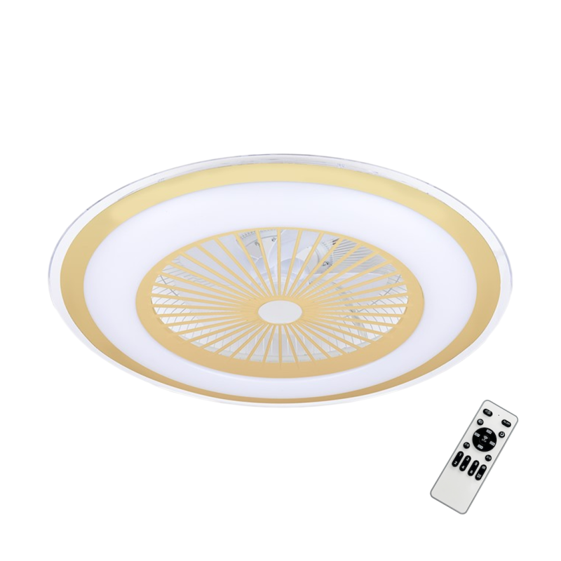 Lubinis šviestuvas - ventiliatorius Zephyr Auksinė 48W LED su pulteliu