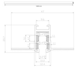 SLIM5 Magnetinės sistemos priglaistomas bėgelis 5mm 100cm