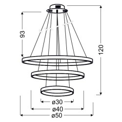 LUNE Pakabinamas šviestuvas 50 Apvalus triple LED 4000K Chromo