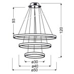 LUNE Pakabinamas šviestuvas 50 Apvalus triple LED 4000K Chromo