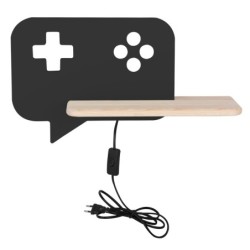 CONSOLE Sieninis šviestuvas 5W LED IQ KIDS su laidu. su jungikliu + kištuku Juoda