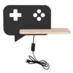 CONSOLE Sieninis šviestuvas 5W LED IQ KIDS su laidu. su jungikliu + kištuku Juoda