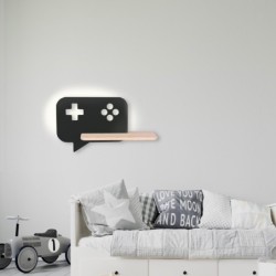 CONSOLE Sieninis šviestuvas 5W LED IQ KIDS su laidu. su jungikliu + kištuku Juoda