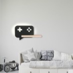 CONSOLE Sieninis šviestuvas 5W LED IQ KIDS su laidu. su jungikliu + kištuku Juoda