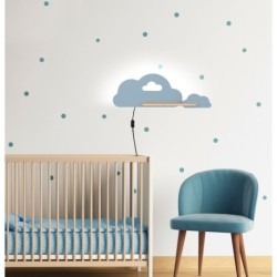 CLOUD Sieninis šviestuvas 5W LED IQ KIDS su laidu. su jungikliu + kištuku Mėlyna