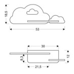 CLOUD Sieninis šviestuvas 5W LED IQ KIDS su laidu. su jungikliu + kištuku Mėlyna