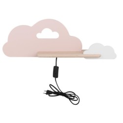 CLOUD Sieninis šviestuvas 5W LED IQ KIDS su laidu. su jungikliu + kištuku RožinėWITH HOLE+Balta