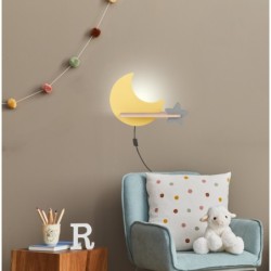 MOON Sieninis šviestuvas 5W LED IQ KIDS su laidu. su jungikliu + kištuku Aukso+Pilka