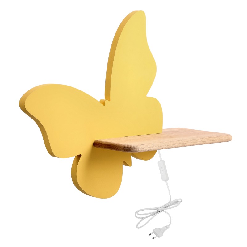 BUTTERFLY Sieninis šviestuvas 5W LED 4000K IQ KIDS su laidu. su jungikliu + kištuku Aukso