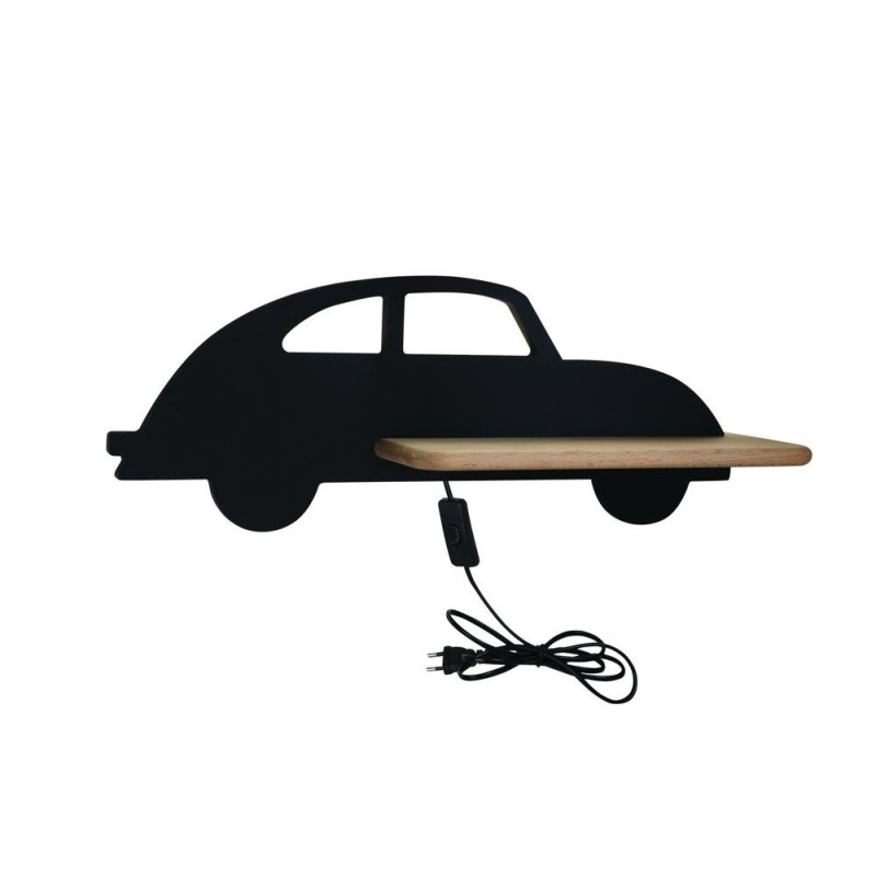 CAR Sieninis šviestuvas 5W LED 4000K WP IQ KIDS su laidu. su jungikliu + kištuku Juoda