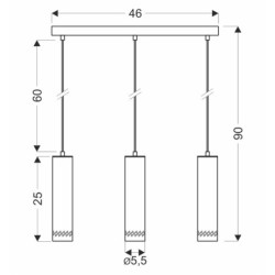 TUBO Pakabinamas šviestuvas Juoda 3X25W GU10 25CM Medžo