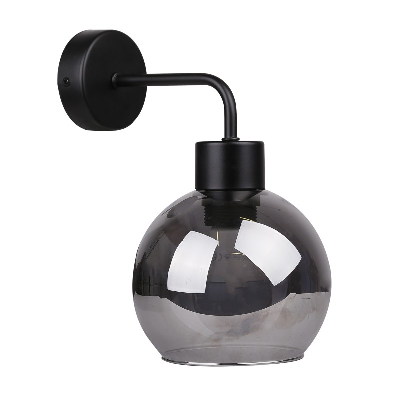 LADY Sieninis šviestuvas Juoda 1xE27 Smokey
