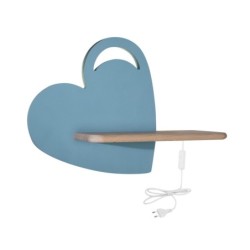 HEART Sieninis šviestuvas 5W LED IQ KIDS su laidu. su jungikliu + kištuku WITH HOLE Mėlyna