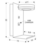 COMPACT Sieninis šviestuvas 4W LED Balta + charge USB