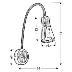 ARENA Sieninis šviestuvas with extension arm 1*R50 E14 Juoda