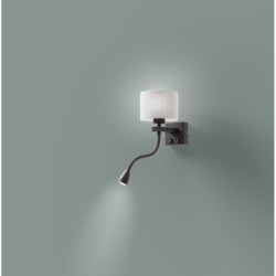 POLO Sieninis šviestuvas 1xE27 + 2W LED Juoda . Apvalus Pilkas