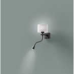 POLO Sieninis šviestuvas 1xE27 + 2W LED Juoda . Apvalus Pilkas