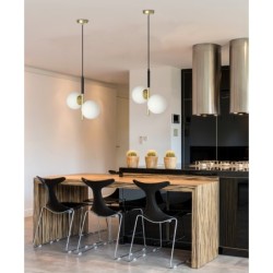 DUO Pakabinamas šviestuvas Juoda Aukso Matinė 2X15W E14 Balta