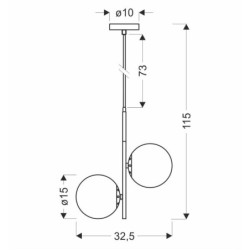 DUO Pakabinamas šviestuvas Juoda Aukso Matinė 2X15W E14 Balta